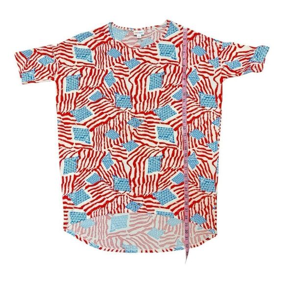 Lula Roe American Flag Red and Blue Tunic Top Size S Casual Comfy Stretch EUC - Picture 4 of 7